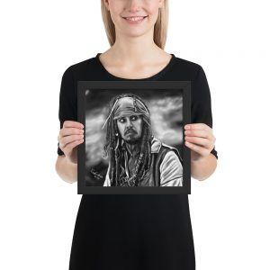Framed poster Scared Jack Sparrow