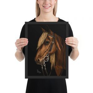 Framed Poster Beautiful Horse in the Shadows
