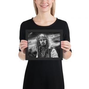 Framed poster Scared Jack Sparrow